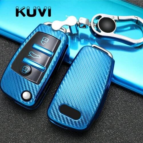 TPU Car Folding Key Cover Case For Audi A3 8L 8P A4 B6 B7 B8 A6 C5 C6 4F RS3 Q3 Q7 TT 8L 8V S3 Cover Car-Styling keychain