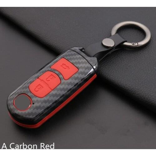 Carbon Fiber Car Key Case Cover For Mazda 2 3 6 Axela Atenza CX-5 CX5 CX-7 CX-9 2015 2016 2017 Smart 2/3 Buttons