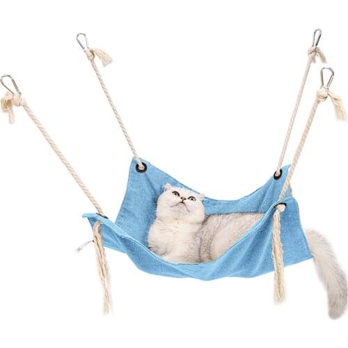1pc Creative Cat Hammock Lovely Kitten Cage Hanging Bed Breathable Linen Cotton Material Small Cage Hammock Cute Pet Supplies