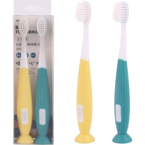 2PCS Kids Toothbrush Soft Bristles Manual Toothbrushes BPA Free with Suction Cup for Boys Girls Oral Care Tool Toothbrush