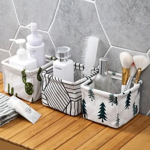 Fabric Basket Storage Bin Basket Table Desktop Makeup Brush Lipstick Storage Bin Closet Toy Box Container jewelry organizer
