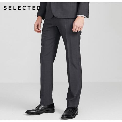 SELECTED Mens Regular Fit Woolen Wool Trendy Business Suit Pants SIG|42016B506