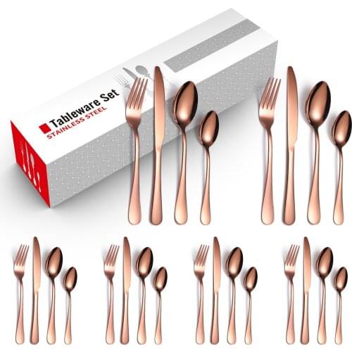 Tableware set stainless steel 24-piece set 4-piece set creative western steak cutlery gold kitchen accessories spoon set