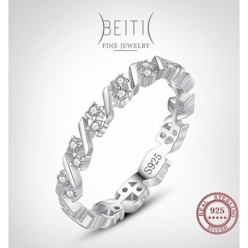 Beitil Irregular Geometric Top Quality Real 925 Sterling Silver Dazzling CZ Rings Party Jewelry For Women Luxury Gift