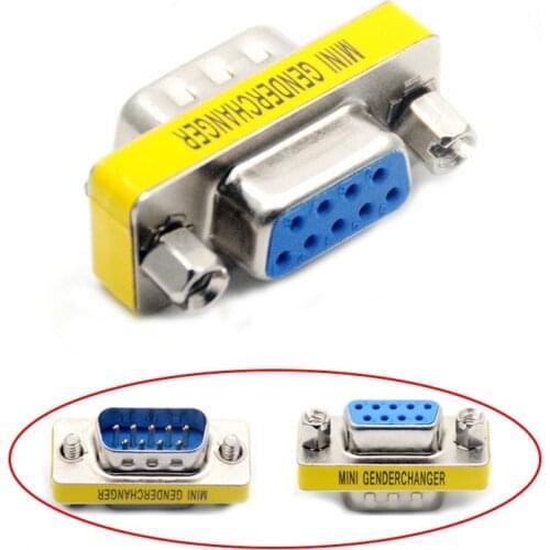 New D-Sub DB9 9Pin Male To Female Mini Gender Changer Adapter RS232 Serial Plug Com Connector M/F