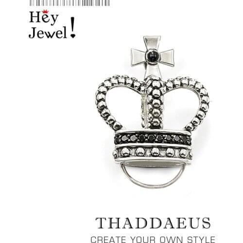 Crown Charms Carriers 925 Sterling Silver Zirconia Fit Necklace,2020 Europe Style Rebel Street Jewelry Gift For Women Men