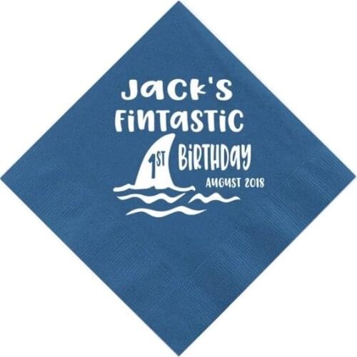 Fin-tastic Shark Birthday Personalized Napkins - First Birthday - Shark Birthday Napkins,Custom Boy Birthday Napkins baby shower