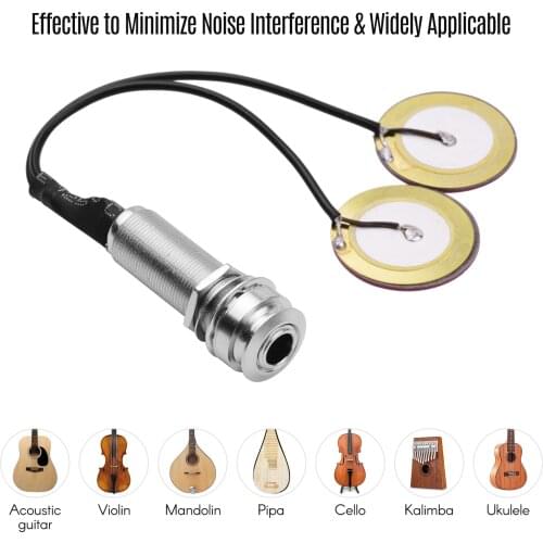 Acoustic Guitar Pickup Adhesive Instrument Pickup Mini Transducer with 1/4 Inch Jack for Guitar Parts Violin Mandolin Ukulele