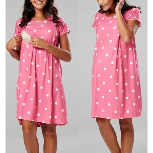 Maternity Pajamas Breastfeeding Nightgowns sexy Short Sleeve Sleepwear Nightie Mothers Nightwear Pregnant Nursing pajamas dress