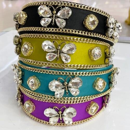 Baroque Crystal Rhinestone Butterfly Plain Hairband Headband Adult Hair Accessories