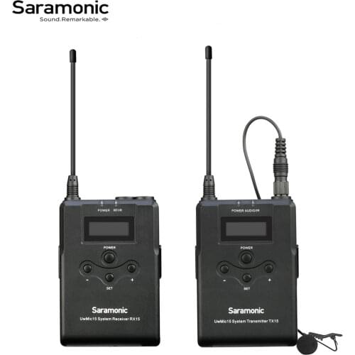 Saramonic UwMic15/A/B UHF 16-Channel Omnidirectional Wireless Lavalier Microphone System Recording Video for Nikon Canon DSLR