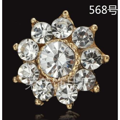 Hot selling 50PCS/Lot 17*17mm Gold color Crystal flower Charm For Handmade Jewelry Making