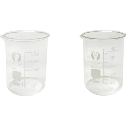 2pcs 300ml 400ml Beaker Graduate Measuring Glass Cup Chemistry Experiment Laboratory Supplies Equipment School Teaching Aid