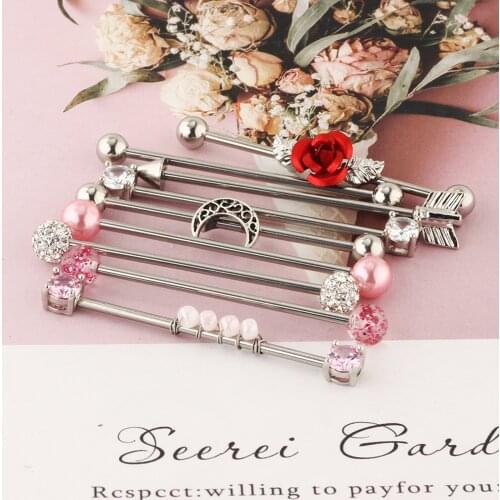 Steel Ear Scaffold Bar Barbell Piercing Cartilage Earring Body Jewelry Industrial Piercing Ethnic Jewelry