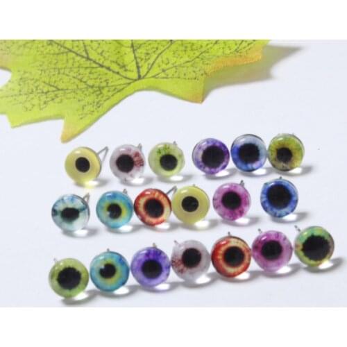10pair/lot 8mm/10mm/12mm/14mm/15mm/16mm needle pin glass eyes for plush doll findings --- color by randomly