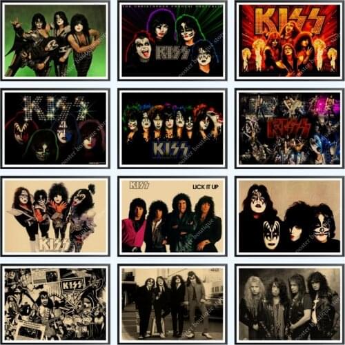 Heavy metal Kiss Rock band Kraft paper Posters music team star classic decorative painting poster wall sticker