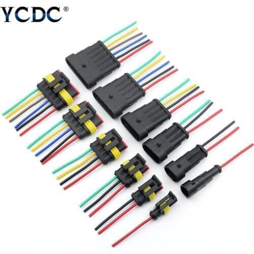 1set AMP 1P 2P 3P 4P 5P 6P Way Waterproof Electrical Auto Connector Male Female Plug with Wire Cable harness for Car Motorcycle