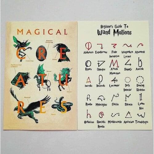 100cards Multicolor 14*21cm Harry Magical guider Wand Poster unicorn Beginners Guide to Wand Motions funny toy