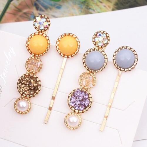 4Pcs/Set Korean Pearl Crystal Metal Hair Clip Hairclip Hairpin Girl Colorful Beads Styling Tool Jewelry Hair Accessories