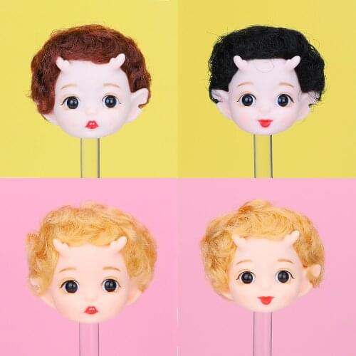 1/12 BJD Makeup Face Head Sculpt Unicorn Dragon Doll With Rose Red Wig Hair Sad Face Doll Replacement OB11 Body Part