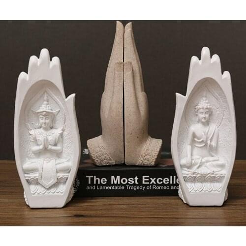 1 PAIR HANDS SCULPTURES BUDDHA STATUE MONK FIGURINE TATHAGATA INDIA YOGA HOME DECORATION ACCESSORIES ORNAMENTS
