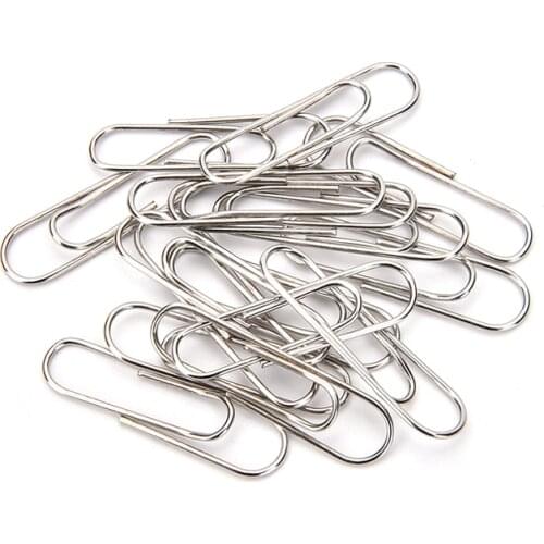 100pcs 29mm Mini Paperclips Office Simple Easy Plain Paper Clips School Stationery Supplies Accessories Organizer Polished Steel