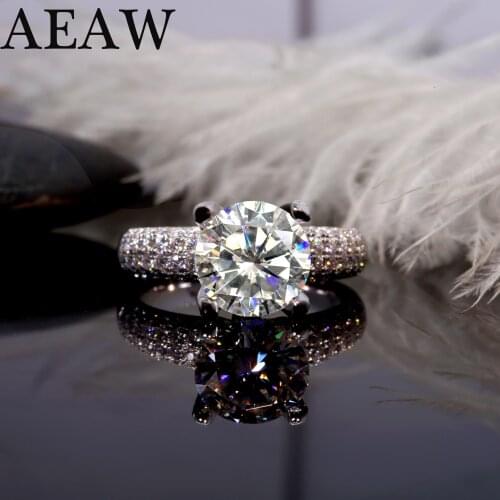 18k white gold jewelry 3ct Round DF Moissanite Engagement Rings Girlfriend Gift