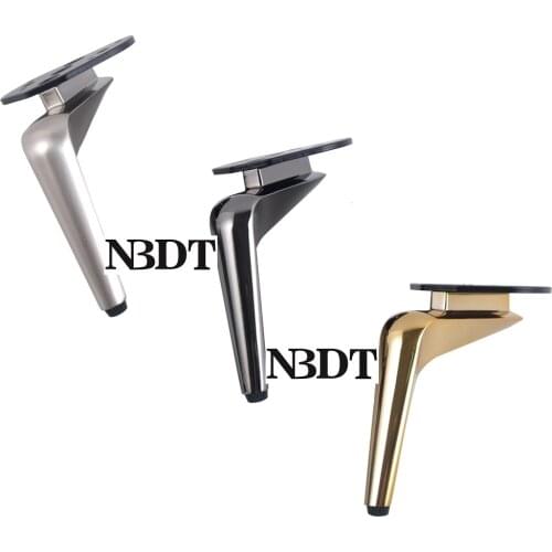2Pcs Zinc Brush Nickel Gold GunBlack Cabinet Furniture Sofa Couch Bed Leg With Leveling Feet