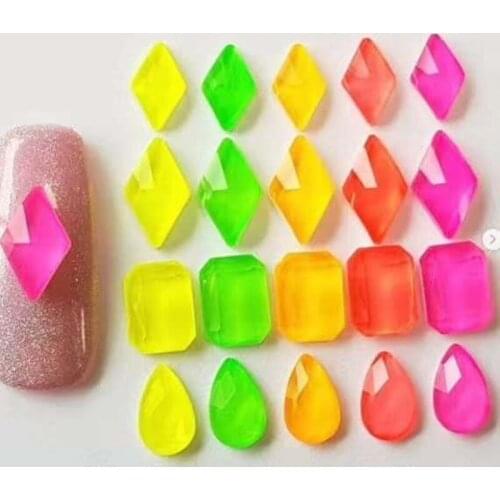20pcs fluorescence Glass Crystal 15 Types flatback rhinestones 6X10mm Diamond /Rectangle/Watedrop Nail Flatback Fancy Stone,HJ6