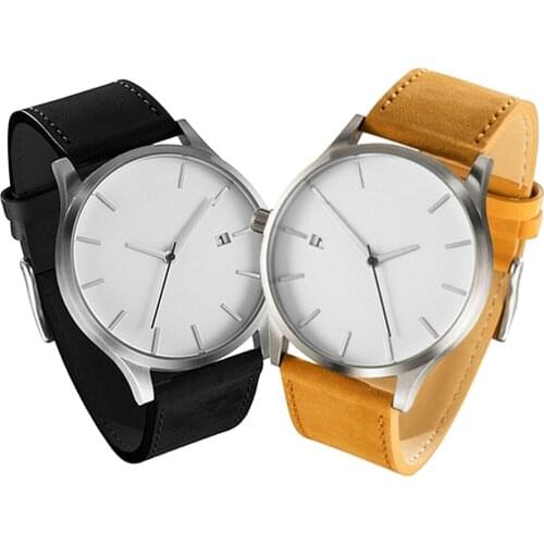 2019 New Style Retro Design Men Watch Leather Strap Quartz Boy Watches Reloj Hombre