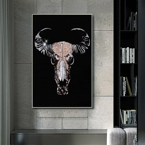 Black Bull Head Abstract Painting Wall Art Canvas Posters and Prints Nordic Decoration Wall Pictures for Living Room Home Decor