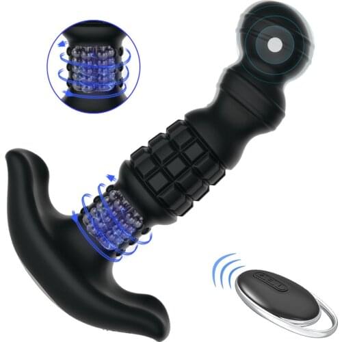 Vibrating Prostate Massager 12 Modes Remote Control Anal Plug Rotation Vibrator Silicone Waterproof Sex Toys For Men Adult