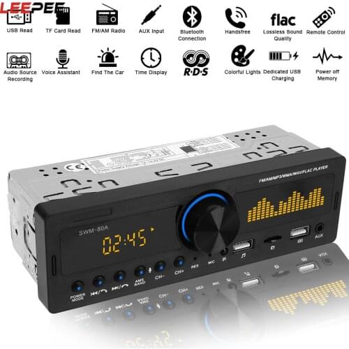 Car Radio With Mic Alcohol Testing Function USB/SD/AUX Input Multimedia Bluetooth Locator Auto Parts 12V Car Stereo MP3 Player