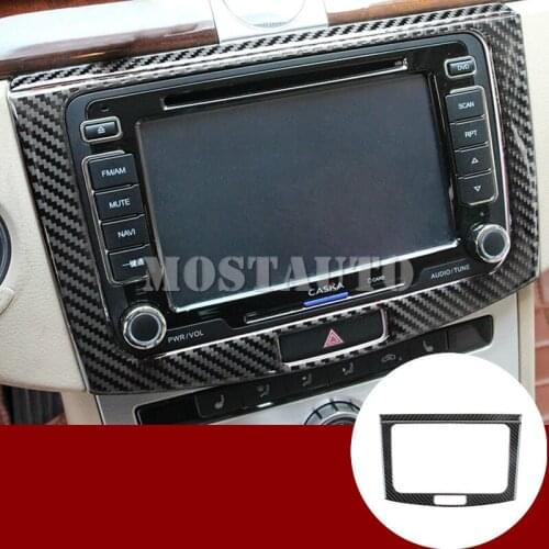 For Volkswagen Passat B7 CC Carbon Fiber Center Console CD Panel Cover 2011-2014 2pcs Car Accessories Interior Car Decor