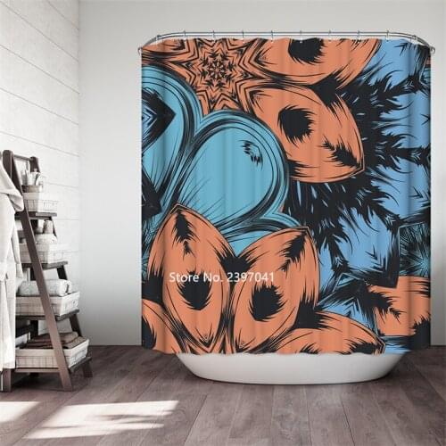 3D Digital Animal Print Oil Painting Landscape Flower Shower Curtain Waterproof and Mildew Proof Childrens Bathtub Decoration