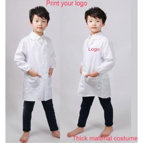 1pc 5pc Custom Logo Kid White Lab Coat Doctor Nurse Hospital Scientist School Fancy Dress cosplay Costume Students Adult girls