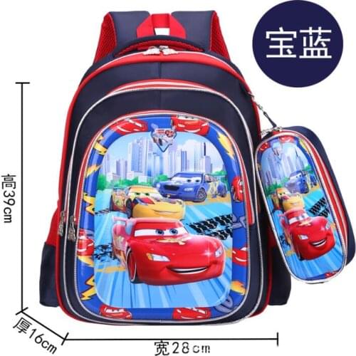 Disney boy cartoon High-capacity school bag students waterproof backpack travel Stationery bags cars children schoolbag