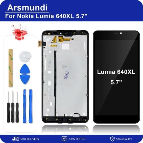 For Nokia Lumia 640XL 640 XL N640XL 5.7" LCD Display Touch Screen Digitizer Assembly With Frame Replacement LCDs + Gift