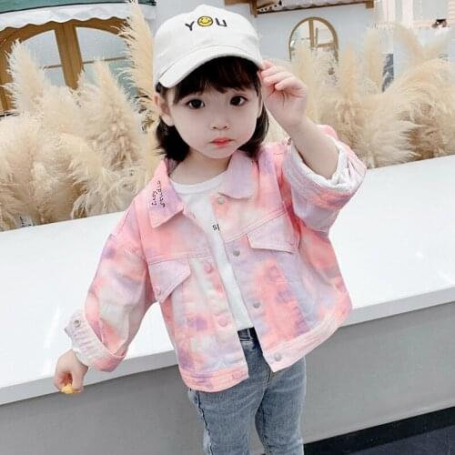 Girls Denim Jacket Spring and Autumn Girl Coat Fashion Kids Jean Jacket 0-8 Years Old Children Clothing