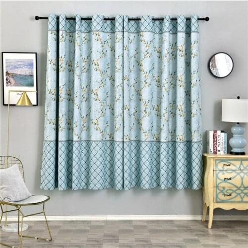 Elegant Short Blackout Curtains for Living Room 100x200 Polyester Grommet Blue Window Curtain Panels New Kitchen Bedroom Drapes