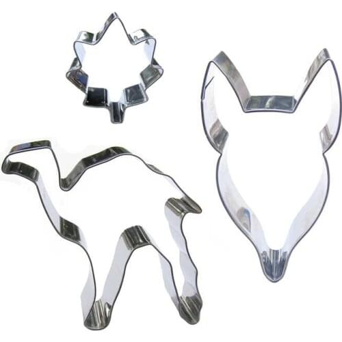 Little Leaves, Camels, Fox Head shaped 3 piece biscuit cutting molds, baking tools, cake decorating soft candy tools