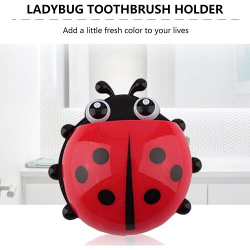 Hot Sale Ladybug Toothbrush Holder Wall Suction Organizer Conveniet For Use Fashion Colorful Bathroom Supplies