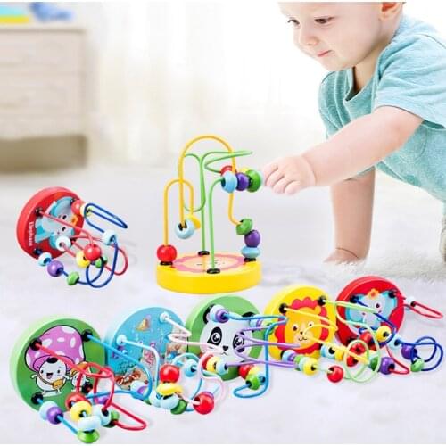 Bead Maze Toy for Toddlers Baby Wooden Colorful Roller Coaster Game Educational Toy Abacus for Kids Math Montessori Sensory Toys