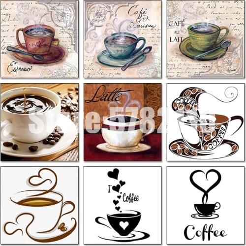 Coffee Cup 5d Diy Diamond Painting Cross Stitch Diamond Embroidery Mosaic Full Rhinestone Gifts Wall Stickers Craft Posters