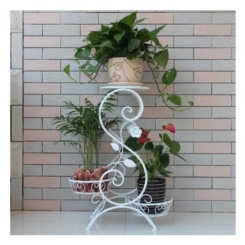 European style wrought iron flower stand Living room floor balcony multi-layer bonsai pot rack