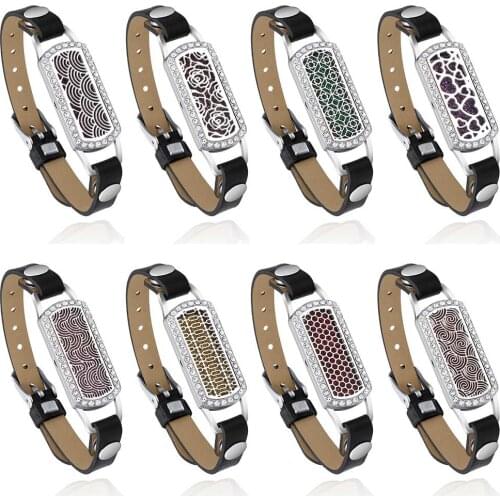 Aromatherapy Bracelet Leather Stainless Steel Essential Oil Locket Diffuser Bracelet Aroma Diffuser Jewelry Support Dropshipping