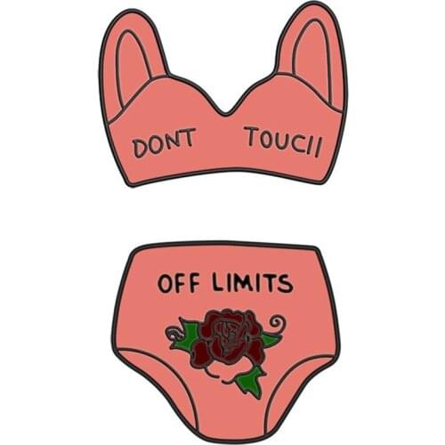 Romantic Bikini Set Brooch Rose Flower Underwear Set Emblem Alloy Enamel Badge Pin for Friend Jewelry Gift