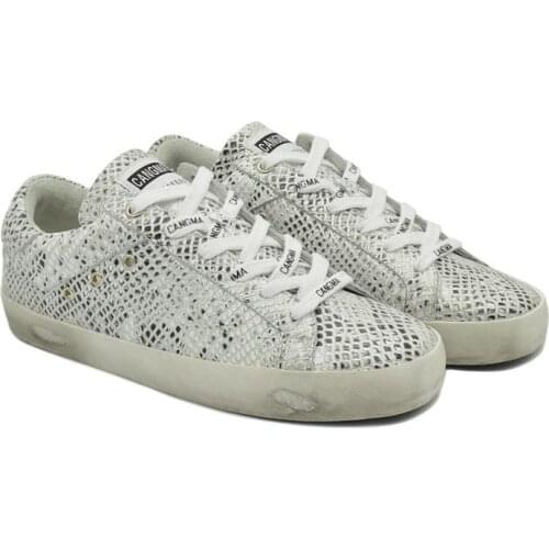 CANGMA Italian Designer Sneaker Brand Silver Snake Grain Women Breathable Adult Casual Shoe Female Sneakers Woman 2021