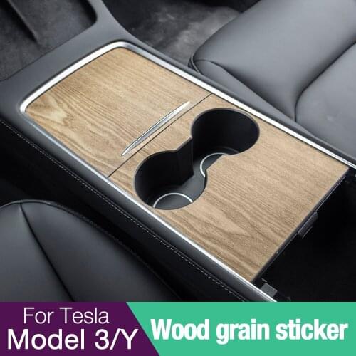 2021 New Generation Center Console Wrap Kit Cover Model3Y Wood Grain Style 3PCS/Set Center Console Protective Wrap Kit Decal