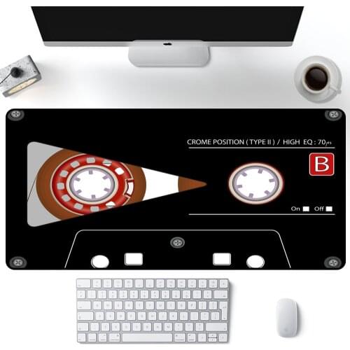 Deskmat Cassette Retro Record Tape PC Mouse Pad Black Mat of Overwatch Desk Pad Table Mats Computer Mousepad XL Desk Accessories